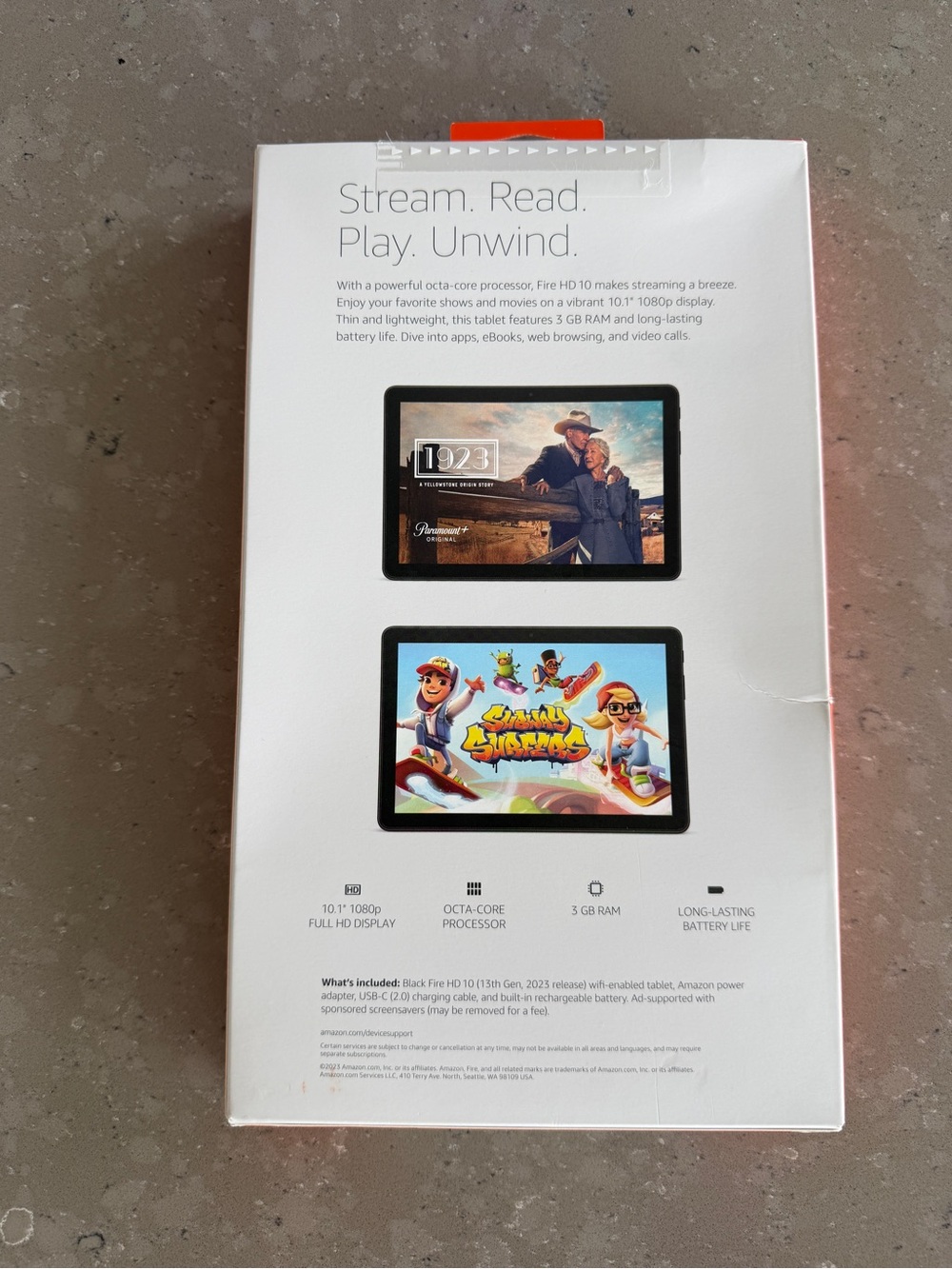 Amazon Fire HD 10 Tablet - Black with Orange Packaging - Picture 2 of 2